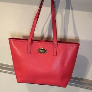 Michael Kors Bright Salmon Pink Tote - Gold Hardware